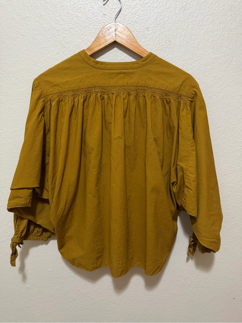 Doên O’Keefe Blouse Ochre Brown Cotton Boho Cottagecore Medium - Picture 2 of 5